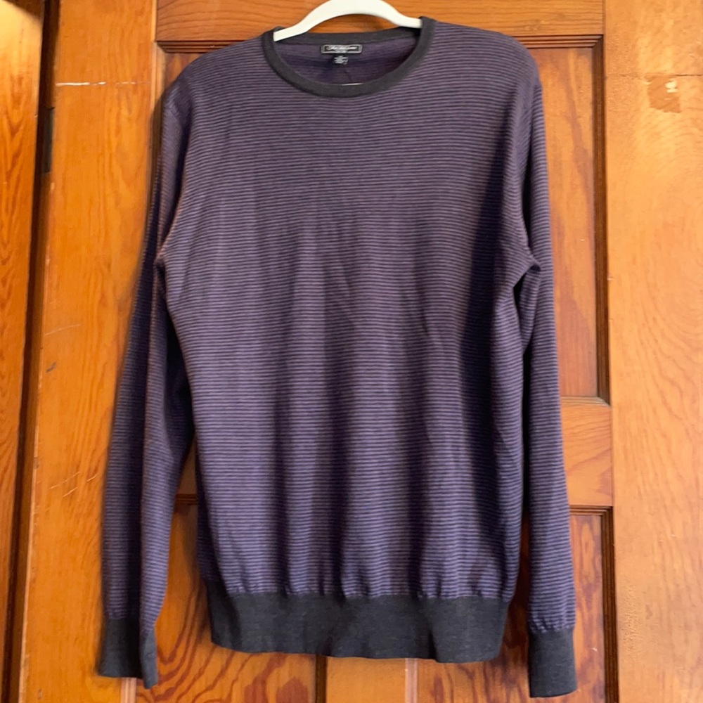 Men’s XL Saks Fifth striped long sleeve tee. NWT- never worn. 100% merino wool!